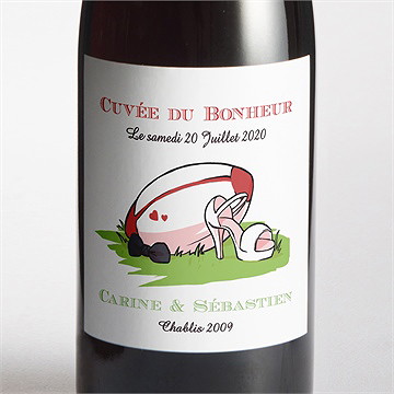 Etiquette de bouteille mariage humour et rugby