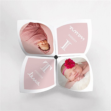Faire-part naissance cocotte rose - Côté gauche