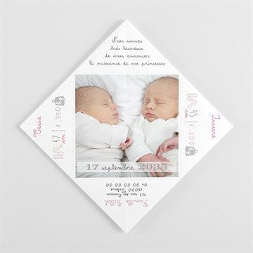 Faire-part naissance cocotte rose - Côté droit