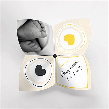 Faire-part naissance noir et jaune - Côté gauche