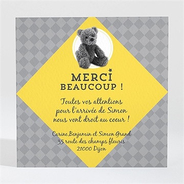 Remerciement naissance noir et jaune