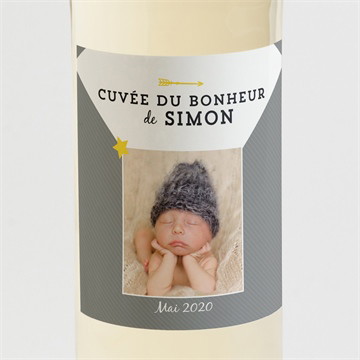 Etiquette de bouteille naissance noir et jaune