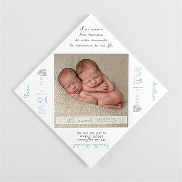 Faire-part naissance douce poésie - Vue de côté 2