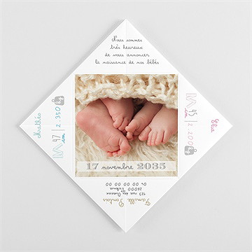 Faire-part naissance petits pieds et petites mains - Vue de côté 2