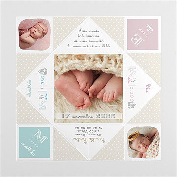 Faire-part naissance petits pieds et petites mains - Vue intérieure