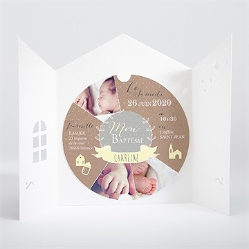 Faire-part de baptême bapteme en famille - Intérieur de la pochette