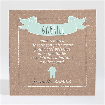 Remerciement baptême pictos rond et kraft - Dos de la carte