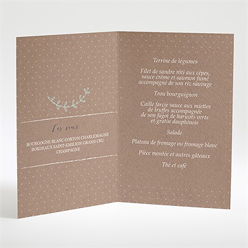 Menu baptême pictos rond et kraft - Menu ouvert