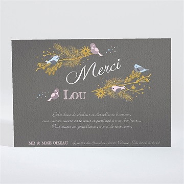 Remerciement baptême annonce surprise - Dos du faire-part