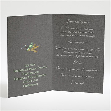 Menu baptême plumes printanières - Menu ouvert
