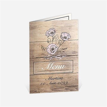 Menu départ à la retraite gravure sur bois