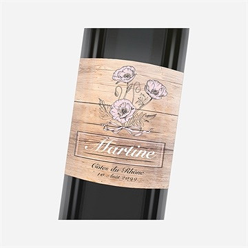 Etiquette de bouteille départ retraite gravure sur bois