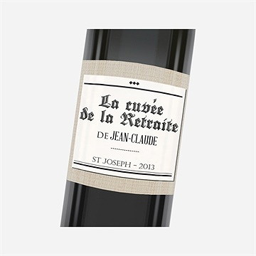 Etiquette de bouteille départ retraite dans les kiosques