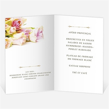 Menu départ à la retraite invitation florale - Menu ouvert