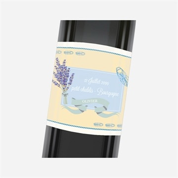 Etiquette de bouteille départ retraite cigales et lavande