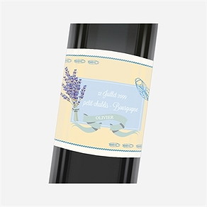 Etiquette de bouteille départ retraite cigales et lavande