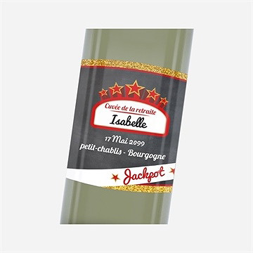 Etiquette de bouteille départ retraite retraite jackpot