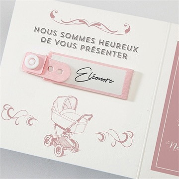 Faire-part naissance bijou bracelet enfant fille - Détail du faire-part