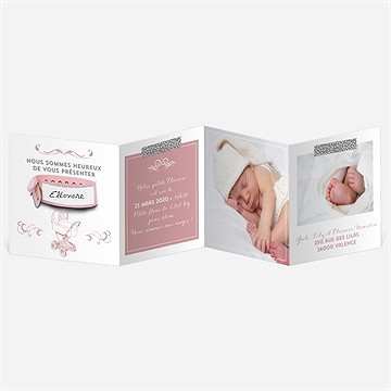 Faire-part naissance bijou bracelet enfant fille - Intérieur du faire-part