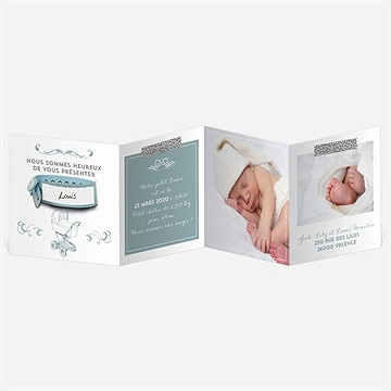 Faire-part naissance accordéon avec bracelet - Intérieur du faire-part