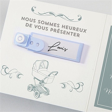 Faire-part naissance accordéon avec bracelet - Détail du faire-part