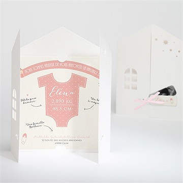 Faire-part naissance faire part fille 2 volets