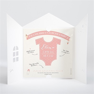 Faire-part naissance faire part fille 2 volets - Intérieur du faire-part