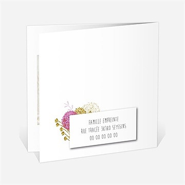Faire-part naissance bouquet fille vintage - Dos du faire-part