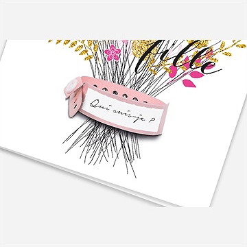 Faire-part naissance bouquet fille vintage - Vue détaillée