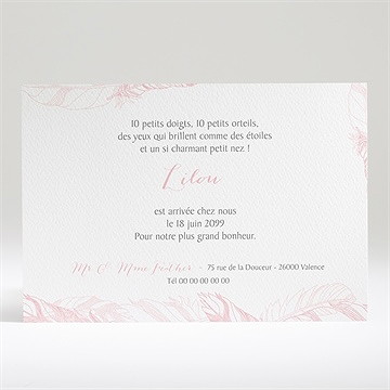 Faire-part naissance annonce fille originale - Dos du faire-part