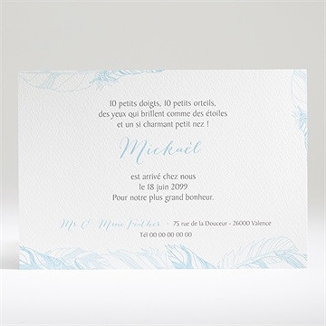 Faire-part naissance photo bébé avec bracelet - Dos du faire-part