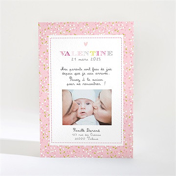 Faire-part naissance couleurs pastels et acidulées - Dos du faire-part