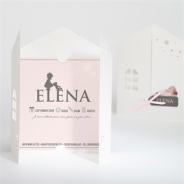 Faire-part naissance petite fille avec son doudou