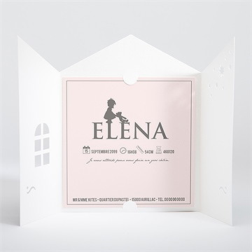 Faire-part naissance petite fille avec son doudou - Intérieur de la pochette