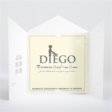 Faire-part naissance silhouette petit garçon - Intérieur de la pochette