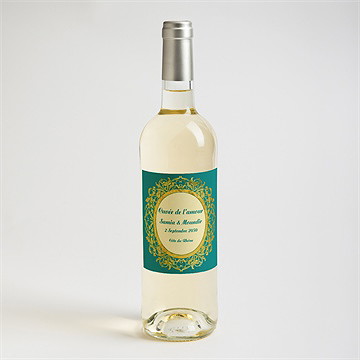 Etiquette de bouteille mariage byzantin - Mise en situation