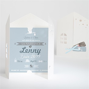 Faire-part naissance faire part maison et cigogne