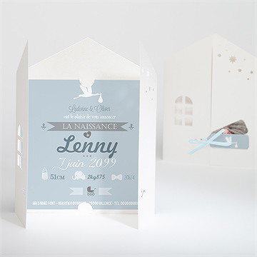 Faire-part naissance faire part maison et cigogne