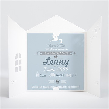 Faire-part naissance faire part maison et cigogne - Intérieur de la pochette