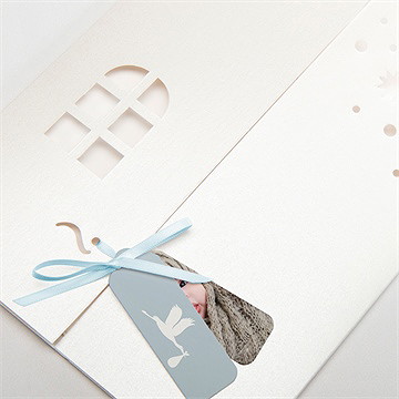 Faire-part naissance faire part maison et cigogne - Détail de la pochette