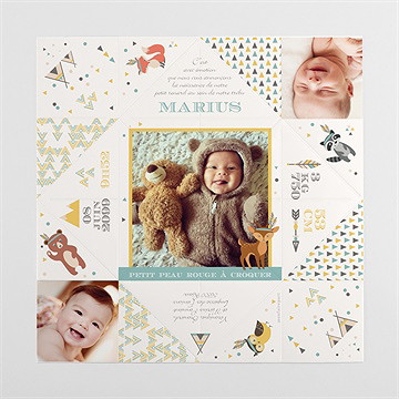 Faire-part naissance la tribu s’agrandit! - Intérieur de la cocotte pliée