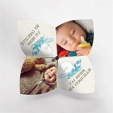 Faire-part naissance j'ai brisé ma coquille - Vue de profil 1