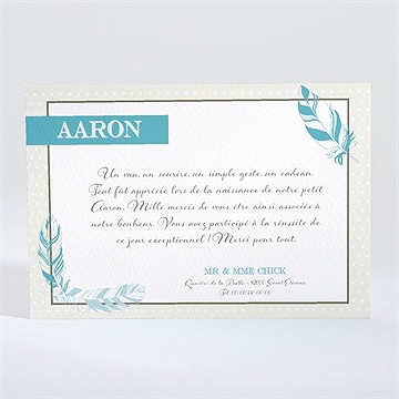 Remerciement naissance j'ai brisé ma coquille - Dos du faire-part