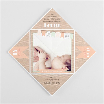 Faire-part naissance farandoles kraft photos - Vue de côté 2