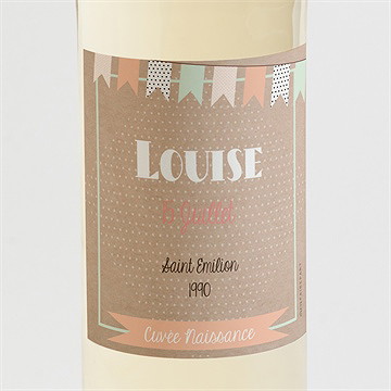 Etiquette de bouteille naissance farandoles kraft photos