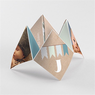 Faire-part naissance fanions et photo