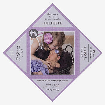 Faire-part naissance original et sympa - Vue intérieure dépliée