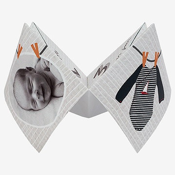 Faire-part naissance petites tenues photo vintage - Vue de côté 1