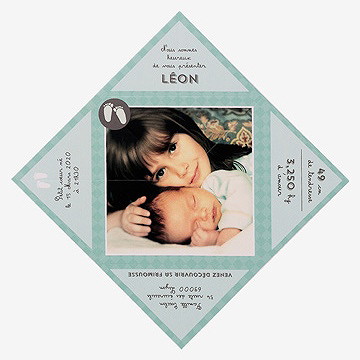 Faire-part naissance petites tenues photo vintage - Vue intérieure dépliée