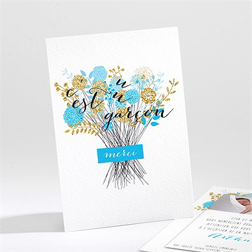 Remerciement naissance joli bouquet vintage